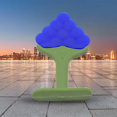 Silicone teether toy with vibrant colors, designed to soothe baby?s gums.