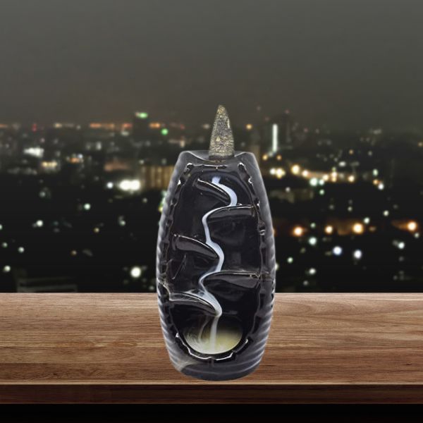 Smoke Backflow Incense Burner Design1 Cylindrical Gift with Free 10 Scented Incense dhoop Sticks Home Decor I Made in India
