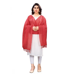 Generic Women's Cotton Silk Strips Printed Dupatta (Maroon, Length:2-2.4 mtr)