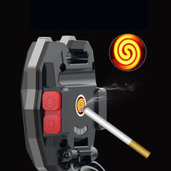 Triangular Camping Flashlight with Lighter ? 6 Modes, 3 Colors, Waterproof, Magnetic Keychain