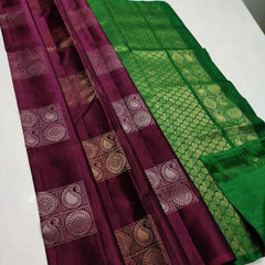 Generic Women's Borderless Kanjivaram Silk Sarees With Unstitched Blouse (Brown)