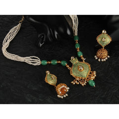 Generic Women's Rose Gold Plated Alloy Necklace &amp; Earings Set (Green)