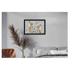 Generic Flower Painting Vinyl Sparkle Coated with Synthetic Photo Frame (Multicolor)