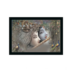 Generic Radha Krishna Painting with Synthetic Photo Frame (Multicolor)