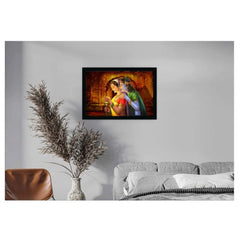 Generic Radha Krishna Painting Vinyl Sparkle Coated with Synthetic Photo Frame (Multicolor)