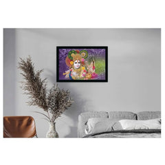 Generic Radha Krishna Painting with Synthetic Photo Frame (Multicolor)