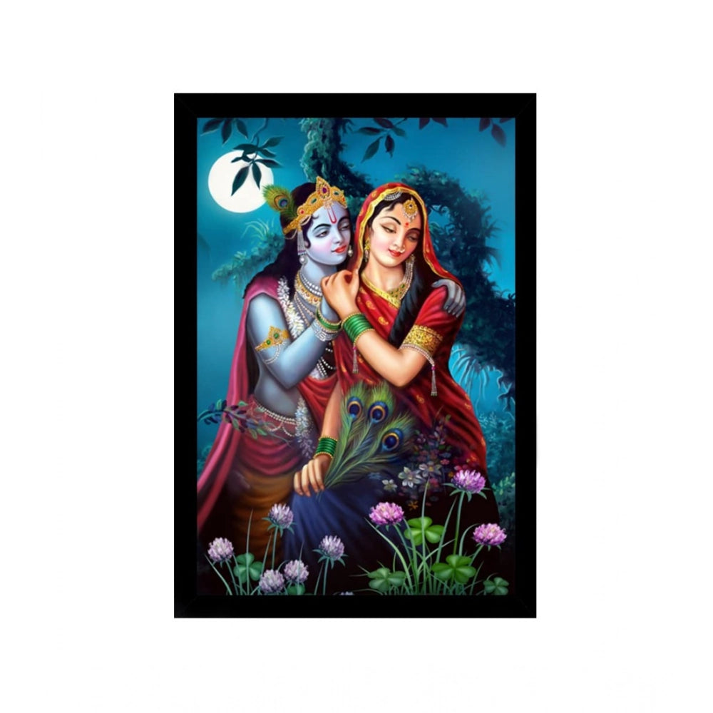 Generic Radha Krishna Painting with Synthetic Photo Frame (Multicolor)