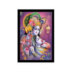 Generic Radha Krishna Painting with Synthetic Photo Frame (Multicolor)