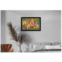 Generic Radha Krishna Painting with Synthetic Photo Frame (Multicolor)
