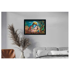 Generic Radha Krishna Painting with Synthetic Photo Frame (Multicolor)