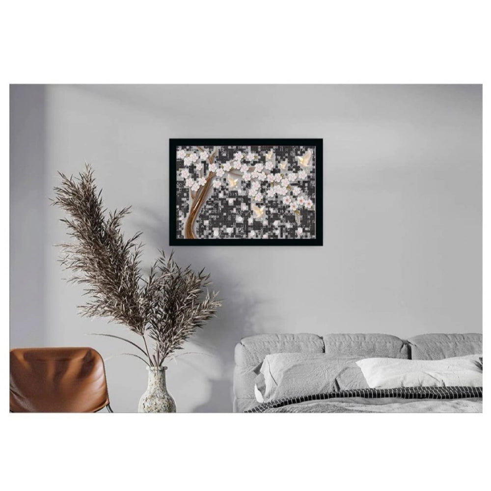 Generic Flower Painting Vinyl Sparkle Coated with Synthetic Photo Frame (Multicolor)