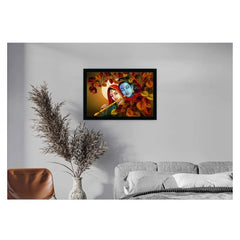 Generic Radha Krishna Painting Vinyl Sparkle Coated with Synthetic Photo Frame (Multicolor)