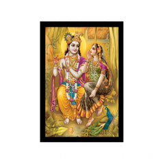 Generic Radha Krishna Painting with Synthetic Photo Frame (Multicolor)