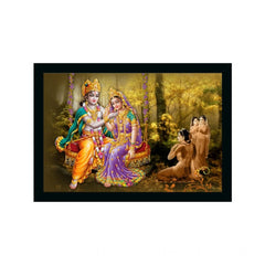 Generic Radha Krishna Painting Vinyl Sparkle Coated with Synthetic Photo Frame (Multicolor)