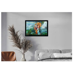 Generic Radha Krishna Painting with Synthetic Photo Frame (Multicolor)