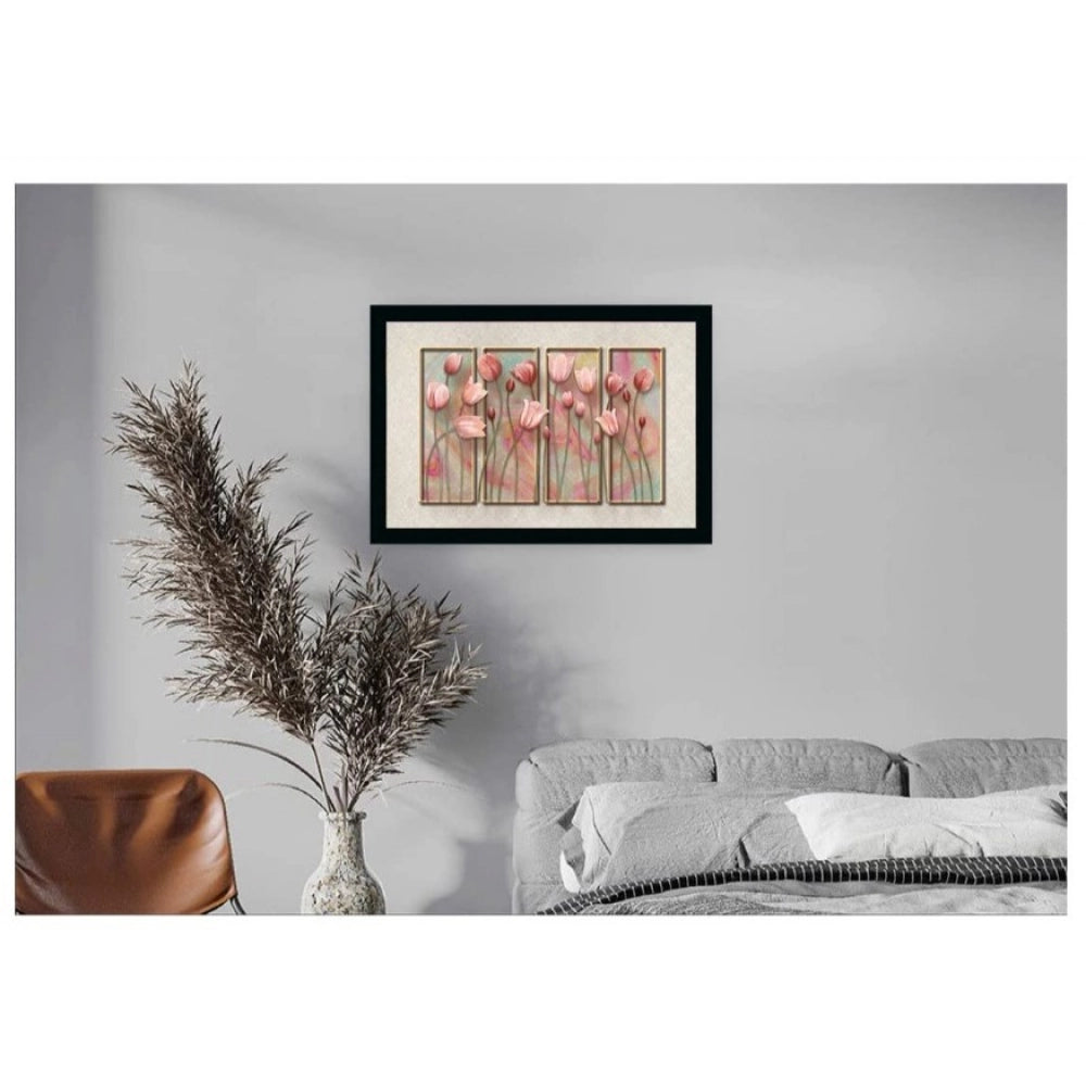 Generic Flower Painting Vinyl Sparkle Coated with Synthetic Photo Frame (Multicolor)