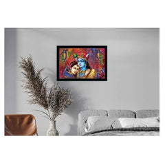 Generic Radha Krishna Painting with Synthetic Photo Frame (Multicolor)