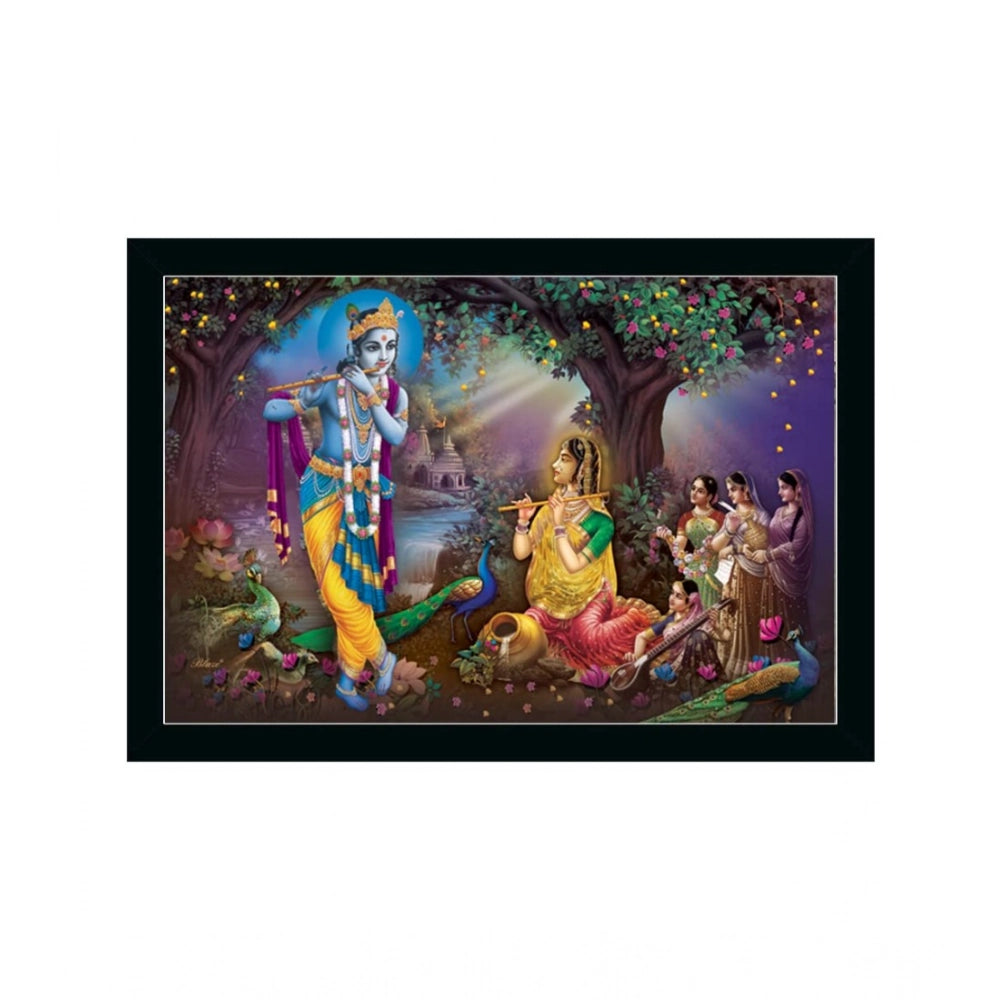 Generic Radha Krishna Painting with Synthetic Photo Frame (Multicolor)