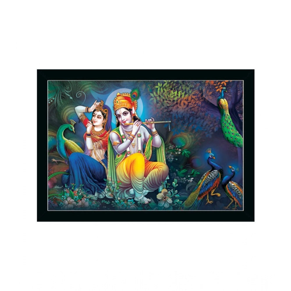 Generic Radha Krishna Painting with Synthetic Photo Frame (Multicolor)