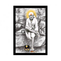 Generic Saibaba Painting with Synthetic Photo Frame (Multicolor)