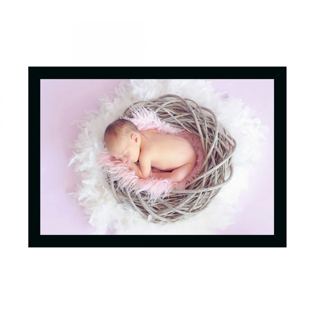 Generic Baby Photo Painting with Synthetic Photo Frame (Multicolor)