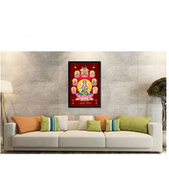 Generic Maa Laxmi Ji Painting with Synthetic Photo Frame (Multicolor)