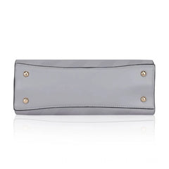 Generic Women's Faux Leather Textured Adjustable Long Belt Handbag (Grey)