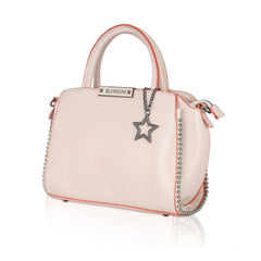 Generic Women's Faux Leather Metal Beads Handbag (Pink)