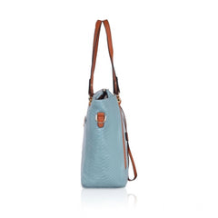 Generic Women's Faux Leather Textured Tote Bag (Blue)