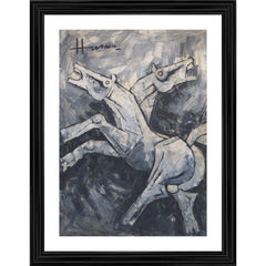 Generic Horse Painting With Wood Photo Frame (Multicolor)
