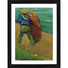 Generic Two Lovers in Arles 1888 Painting With Wood Photo Frame (Multicolor)