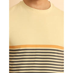 Generic Men's Casual Cotton Printed Round Neck Half Sleeve T-Shirt (Brown)
