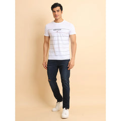 Generic Men's Casual Cotton Printed Round Neck Half Sleeve T-Shirt (White)