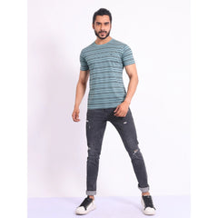 Generic Men's Casual Cotton Printed Round Neck Half Sleeve T-Shirt (Gery)