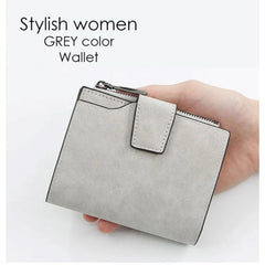 Generic Women's Vegan Leather Small Zipper Wallet (Grey)