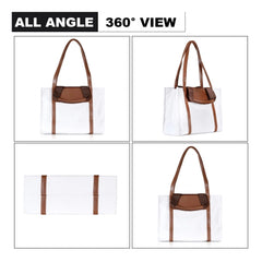 Generic Women's Canvas Medium Top handle Satchel Zipper Handbag (White)