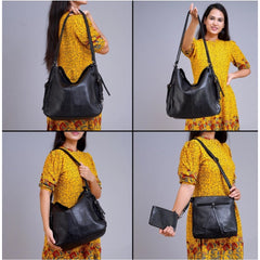 Generic Women's PU Leather Medium Shoulder Zipper Handbag (Black)