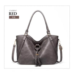 Generic Women's PU Leather Large Shoulder Zipper Handbag (Grey)