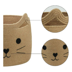 Generic Cotton Large Storage Cat Basket 15x11 Inch Pack of 1 (Beige)