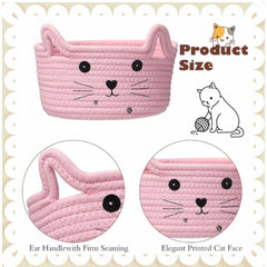Generic Cotton Small Cat With Face Basket Pack of 1 (Pink)