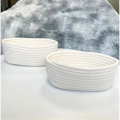 Generic Cotton Storage Rope Woven Baskets Pack of 2 (White)