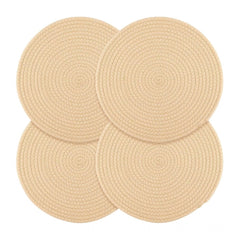 Generic Cotton Dining Table Round Placemat Mats Set of 4 (Cream)