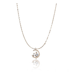Generic Women's Stainless Steel Moon Pendent Delicate Chain (Gold Plated)