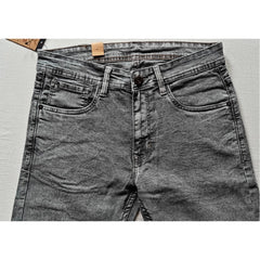 Generic Men's Cotton Blended Solid Tapered Jeans (Grey)
