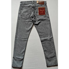 Generic Men's Cotton Blended Solid Tapered Jeans (Grey)
