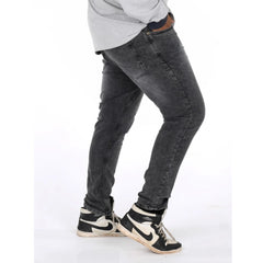Generic Men's Cotton Blended Solid Plus Size Jeans (Grey)