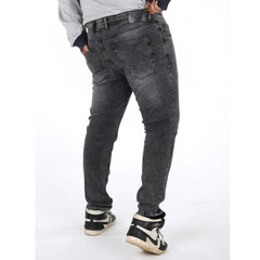 Generic Men's Cotton Blended Solid Plus Size Jeans (Grey)