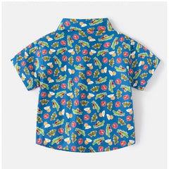 Generic Boy's Cotton Blend Printed Short Sleeve Shirt (MultiColor)