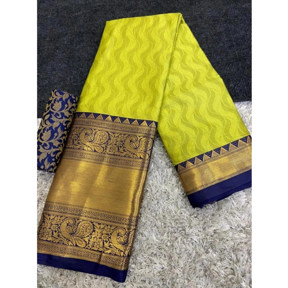 Generic Women's Cotton Silk Printed Saree With Unstitched Blouse 5.5Mtr (Green)
