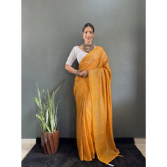 Generic Women's Chiffon Woven Bollywood Saree With Unstitched Blouse (5.5Mtr, Mustard)